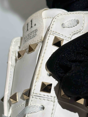 Valentino White Calfskin Rockstud Untitled Open Sneakers Size 35.5
