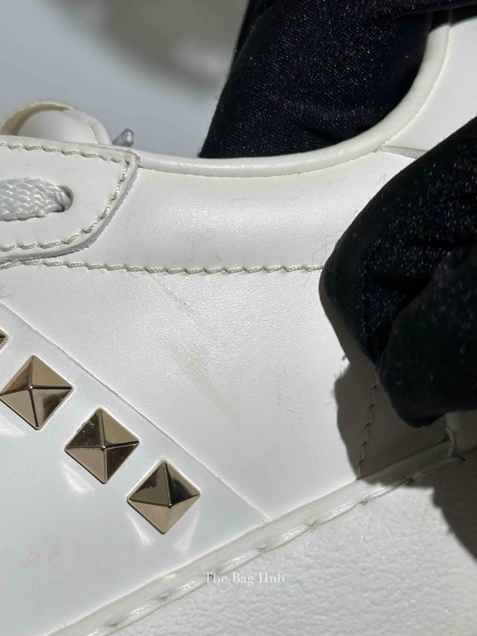 Valentino White Calfskin Rockstud Untitled Open Sneakers Size 35.5