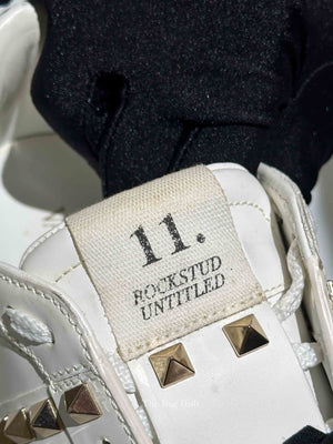Valentino White Calfskin Rockstud Untitled Open Sneakers Size 35.5