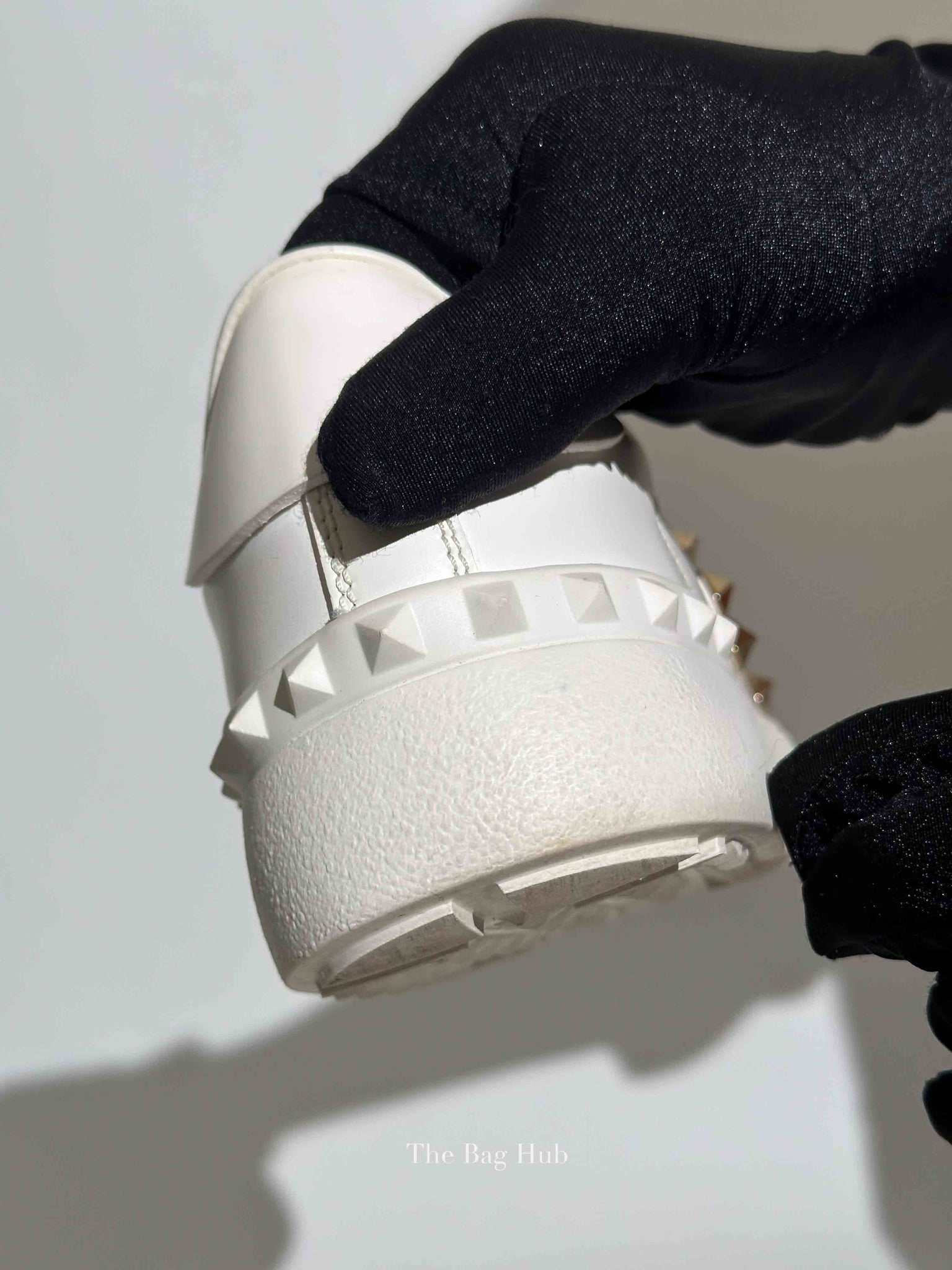 Valentino White Calfskin Rockstud Untitled Open Sneakers Size 35.5