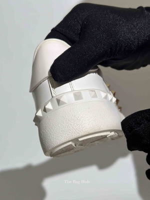 Valentino White Calfskin Rockstud Untitled Open Sneakers Size 35.5