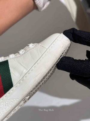 Gucci White Calfskin Floral Embroidered Women's Web Ace Sneakers Size 35