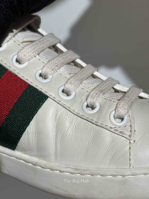 Gucci White Calfskin Floral Embroidered Women's Web Ace Sneakers Size 35