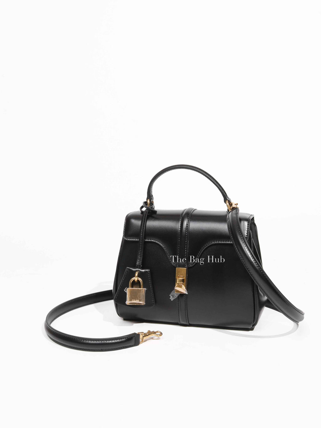 Celine Black Satinated Calfskin Mini 16 Shoulder Bag