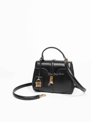Celine Black Satinated Calfskin Mini 16 Shoulder Bag
