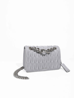 Miu Miu Grey Matelasse Calfskin Leather Medium Club Shoulder