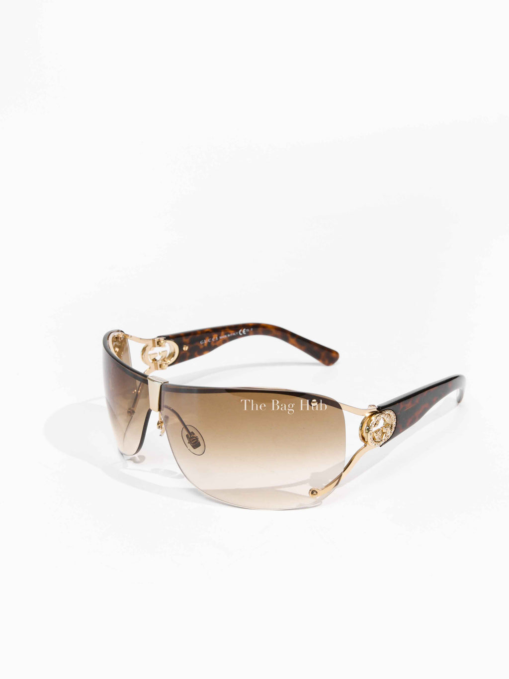 Gucci Brown Acetate Crystal GG Logo Sunglasses