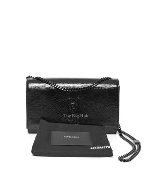 Saint Laurent Black Patent Monogramme Medium Kate Shoulder Bag BHW