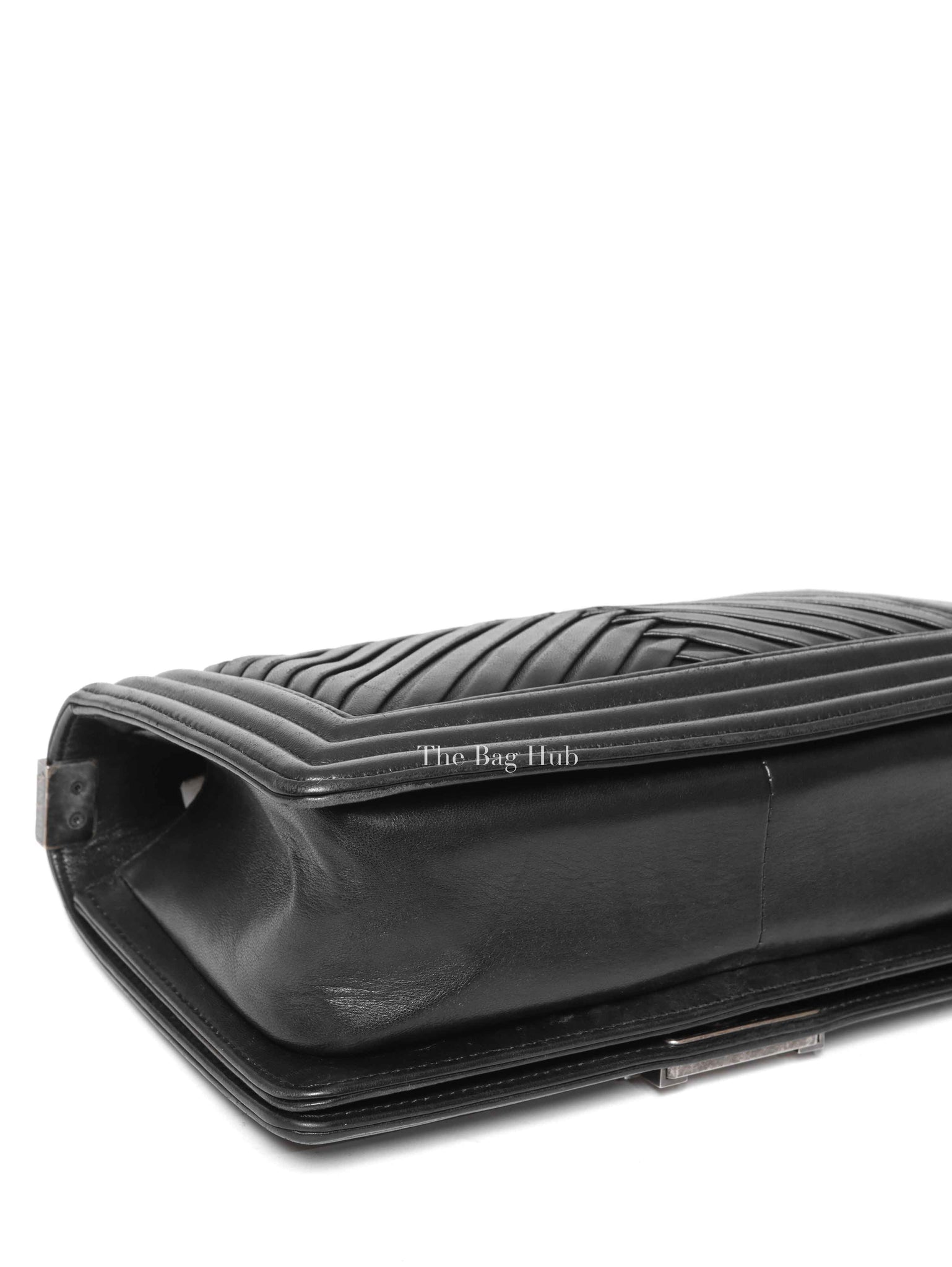Chanel Black Lambskin Pleated Old Medium Le Boy Flap Bag RHW