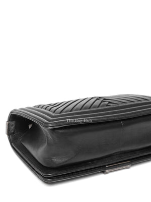 Chanel Black Lambskin Pleated Old Medium Le Boy Flap Bag RHW