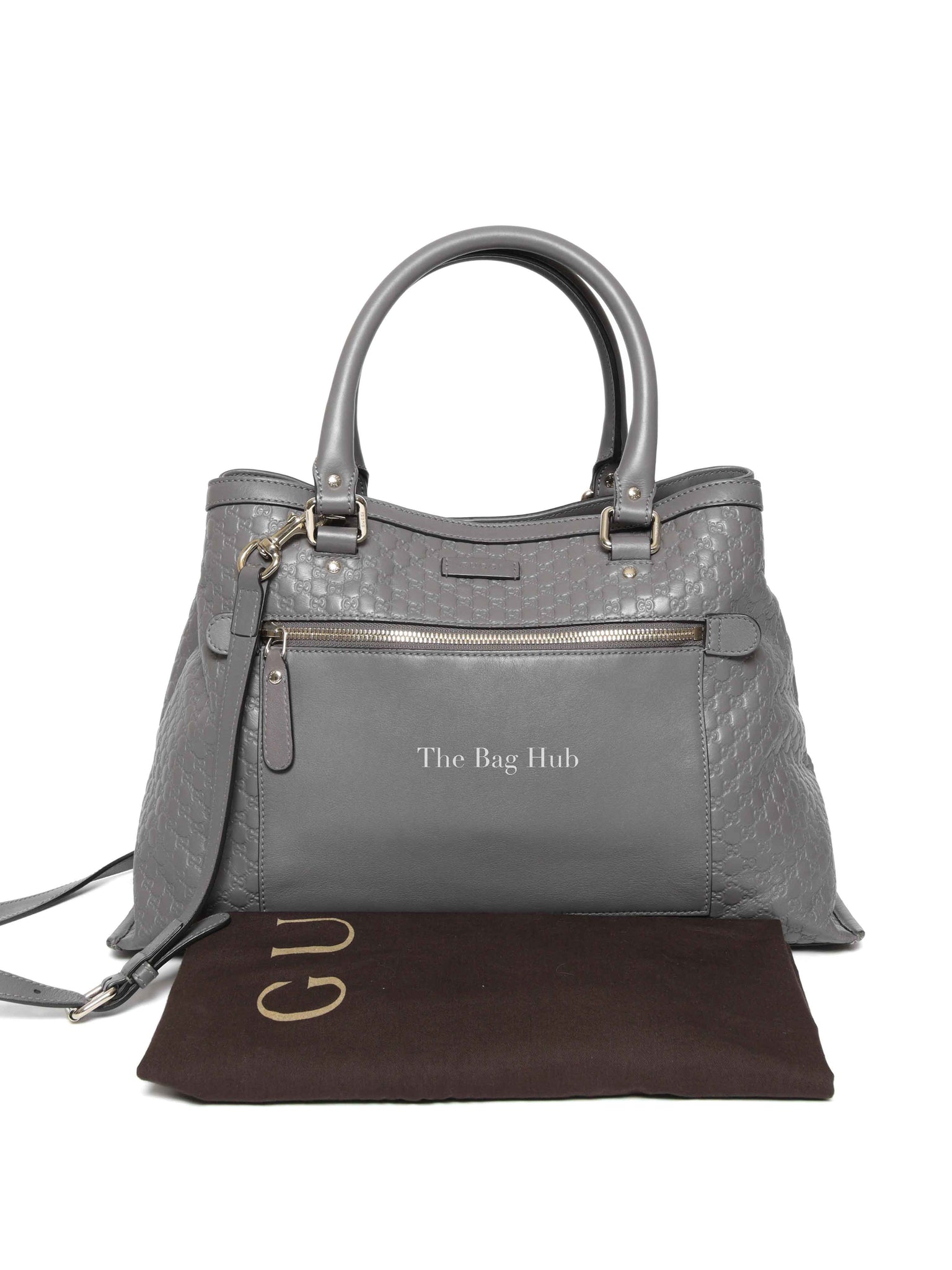 Gucci Gray Leather Guccissima Loess Medium 2way Bag