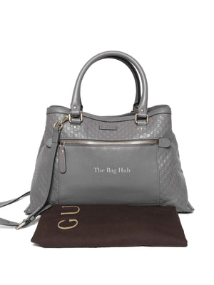 Gucci Gray Leather Guccissima Loess Medium 2way Bag