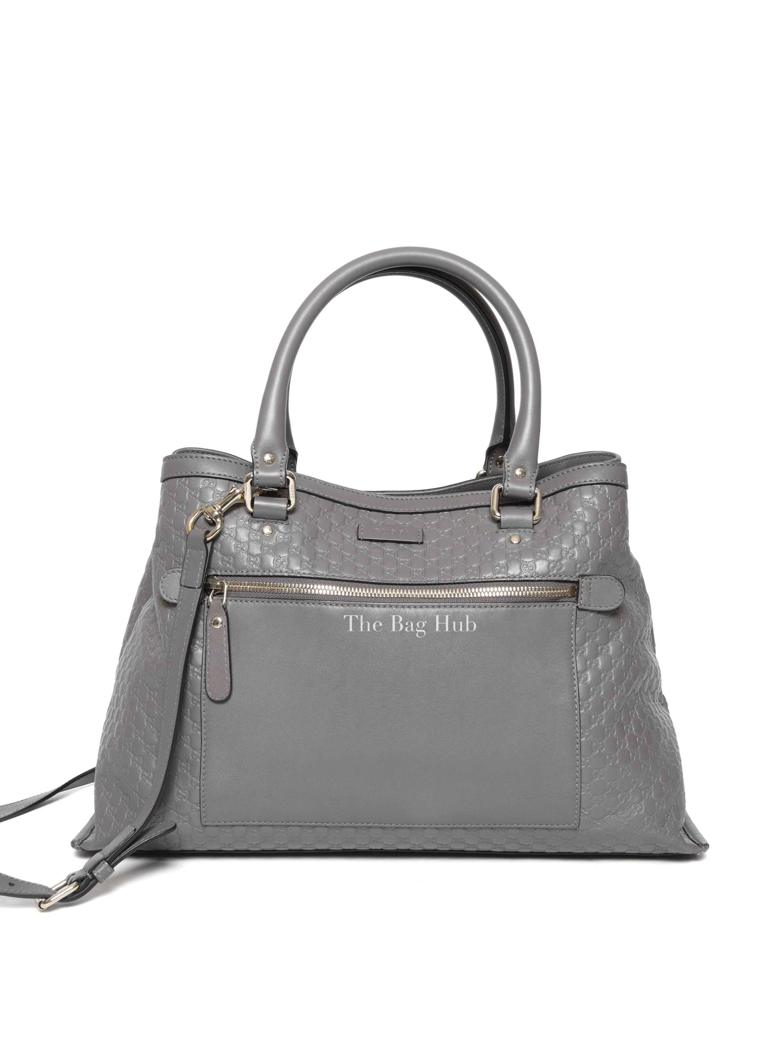 Gucci Gray Leather Guccissima Loess Medium 2way Bag