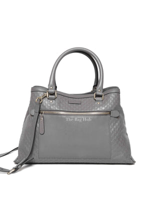 Gucci Gray Leather Guccissima Loess Medium 2way Bag
