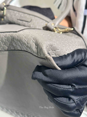 Gucci Gray Leather Guccissima Loess Medium 2way Bag