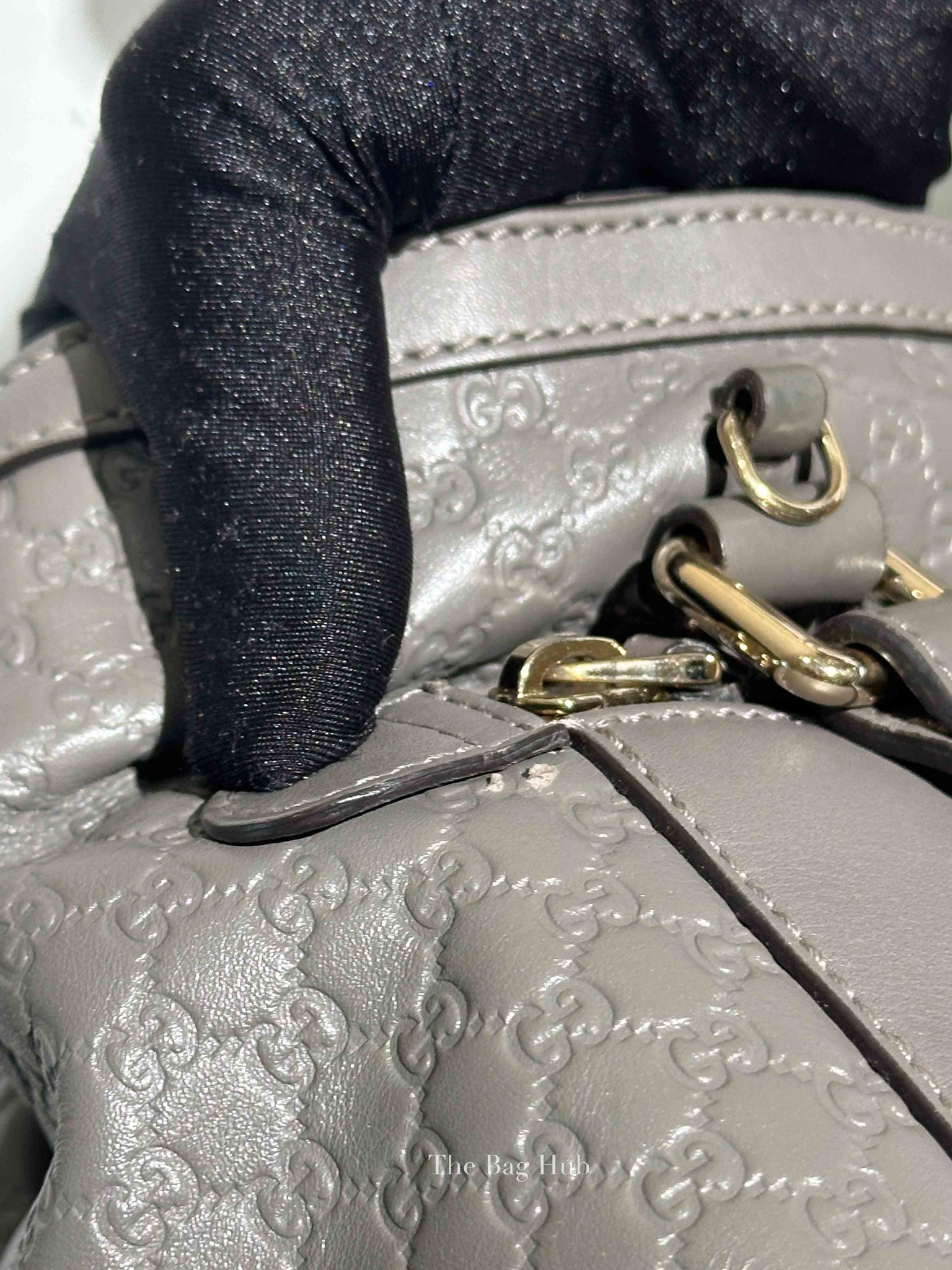 Gucci Gray Leather Guccissima Loess Medium 2way Bag
