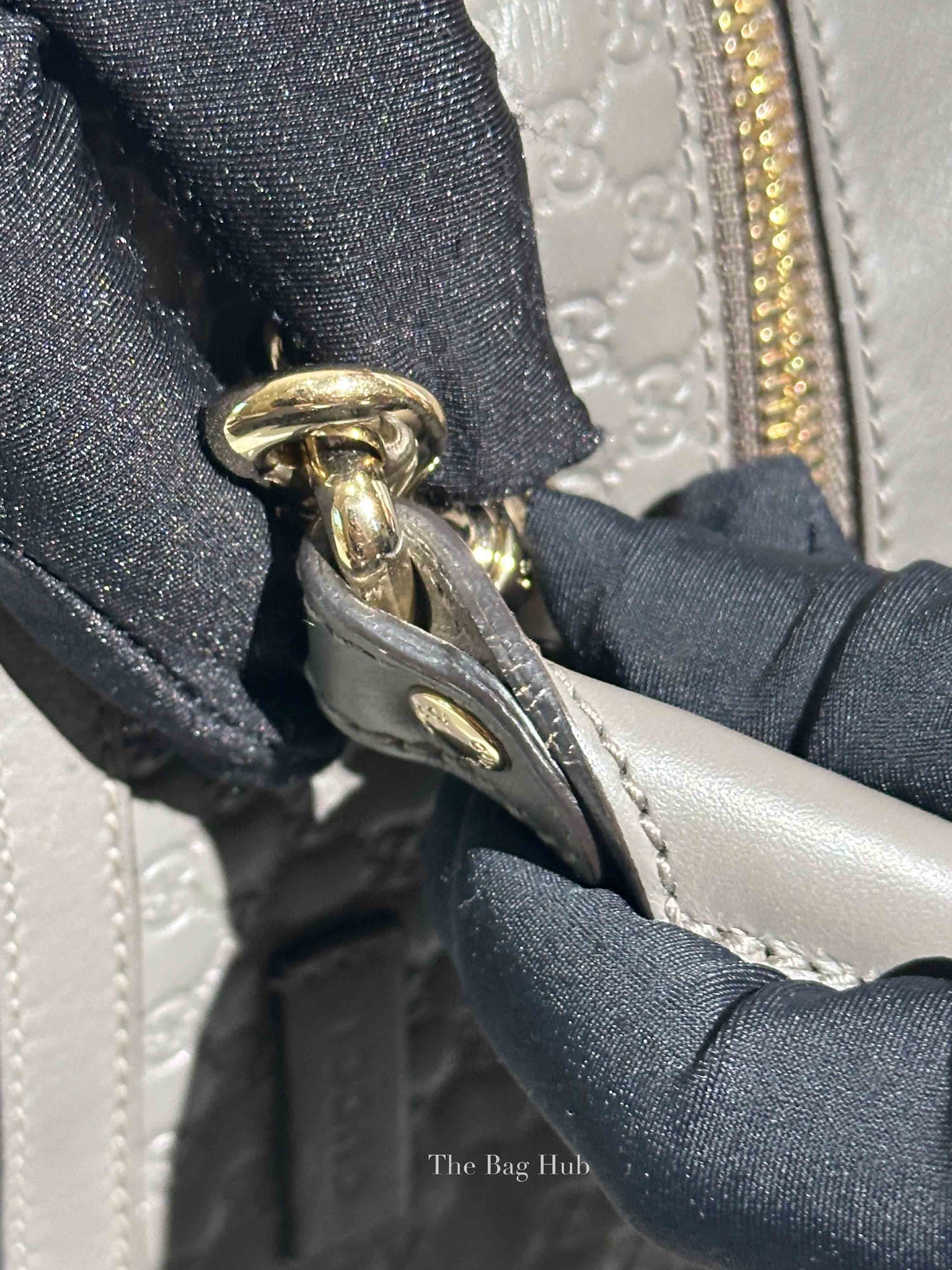 Gucci Gray Leather Guccissima Loess Medium 2way Bag