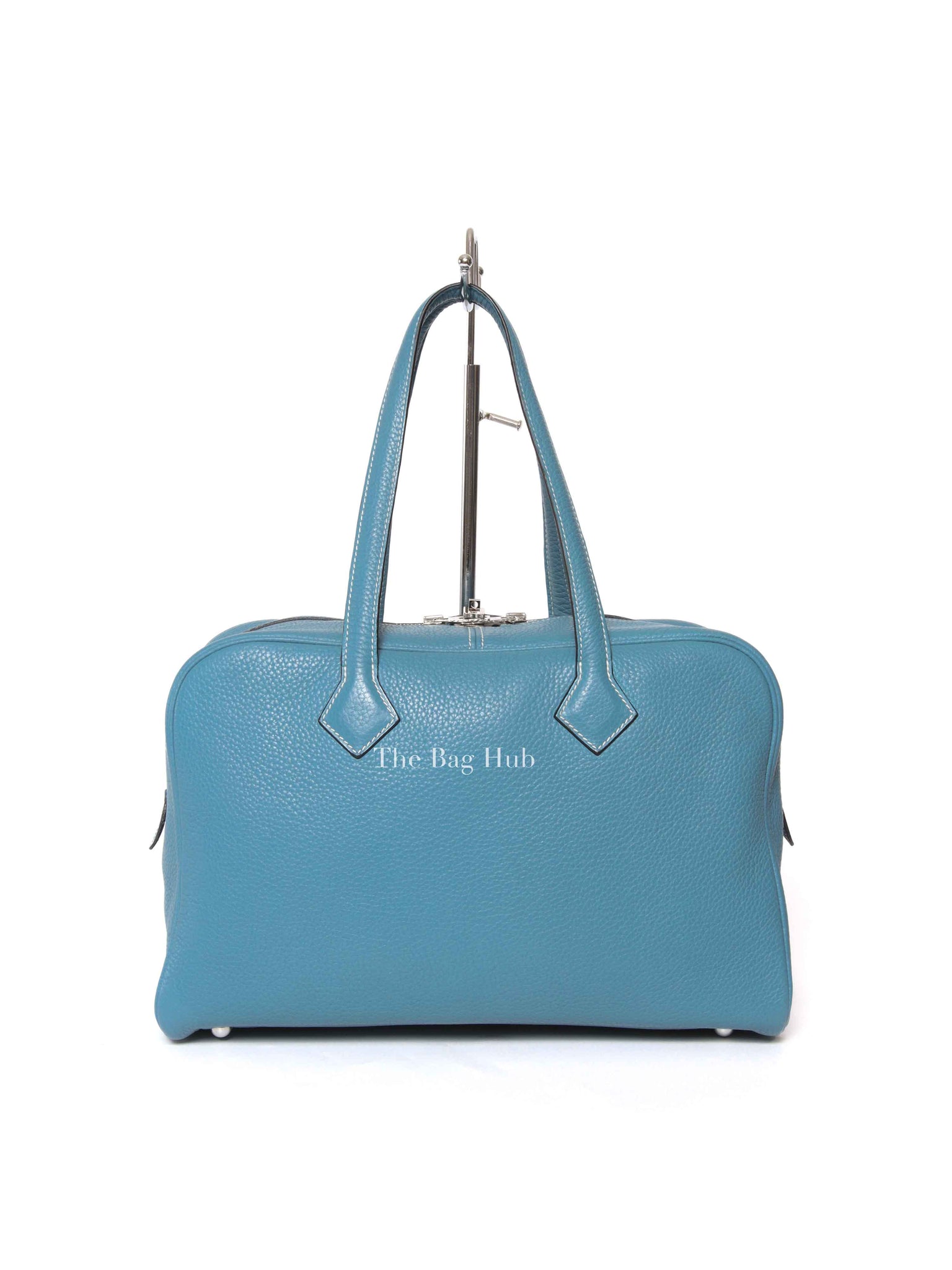 Hermes Blue Jean Taurillon Clemence Victoria II 35 Bag
