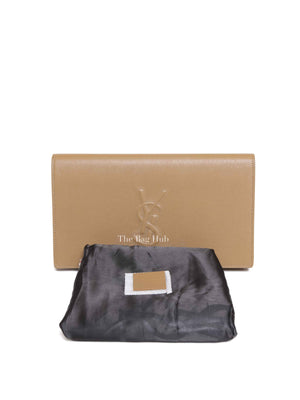 Saint Laurent Beige Calfskin Monogram Belle De Jour Clutch Bag