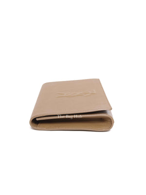 Saint Laurent Beige Calfskin Monogram Belle De Jour Clutch Bag