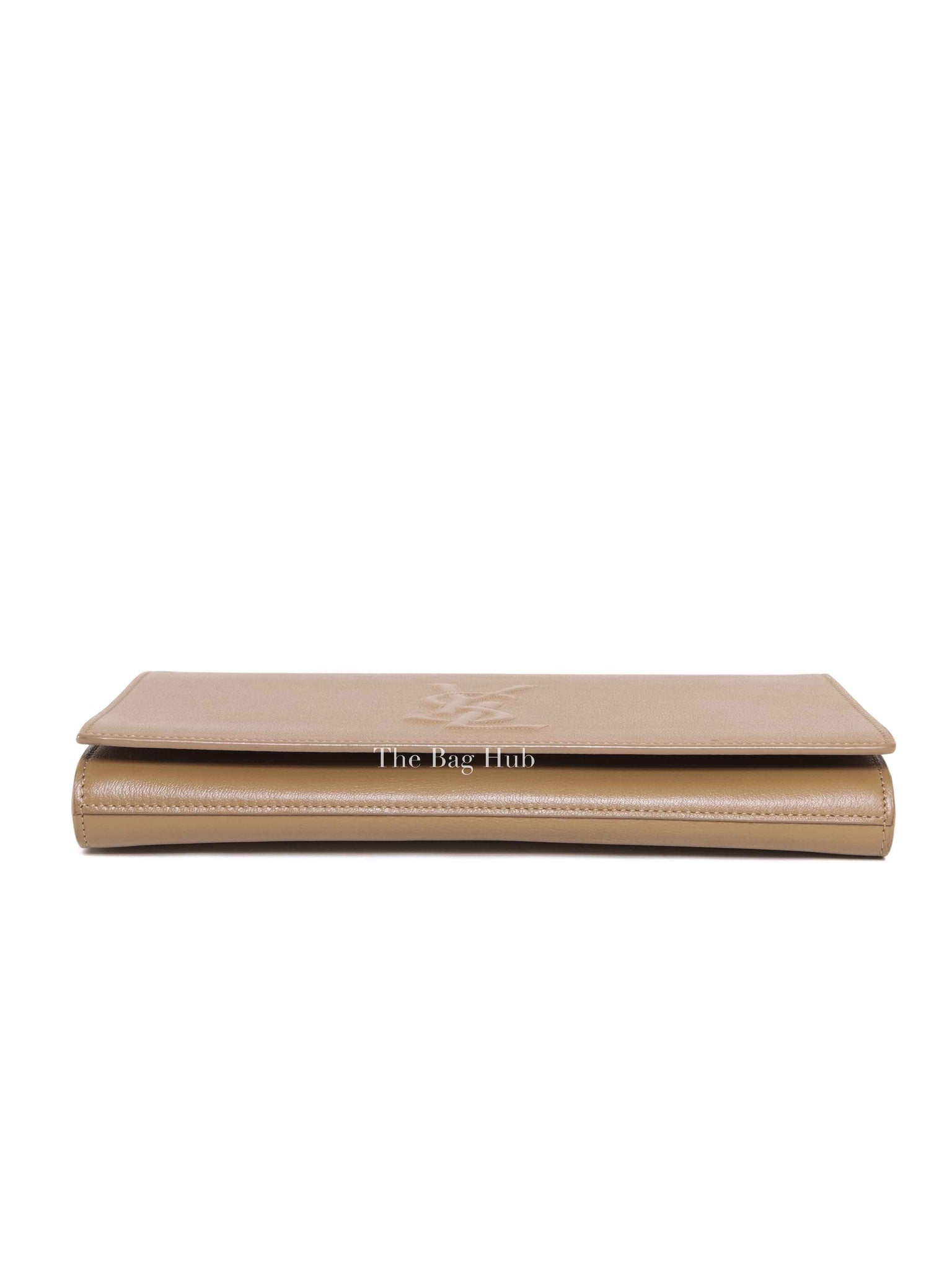 Saint Laurent Beige Calfskin Monogram Belle De Jour Clutch Bag