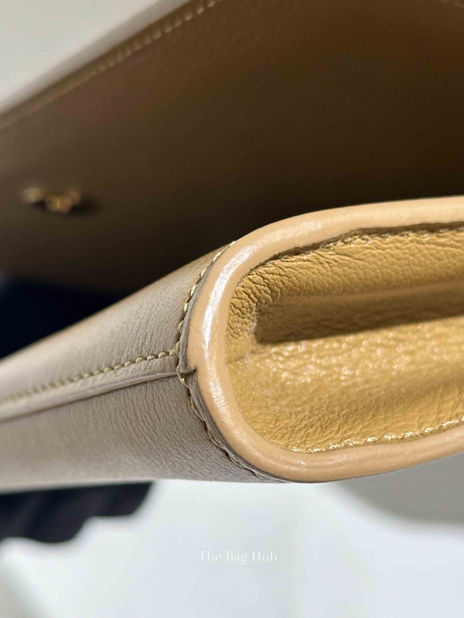 Saint Laurent Beige Calfskin Monogram Belle De Jour Clutch Bag
