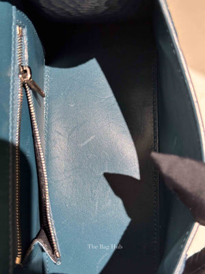 Balenciaga Dark Petrol Blue Shiny Crocodile Embossed Calfskin Small Hourglass Handbag