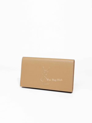 Saint Laurent Beige Calfskin Monogram Belle De Jour Clutch Bag