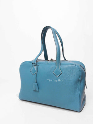 Hermes Blue Jean Taurillon Clemence Victoria II 35 Bag