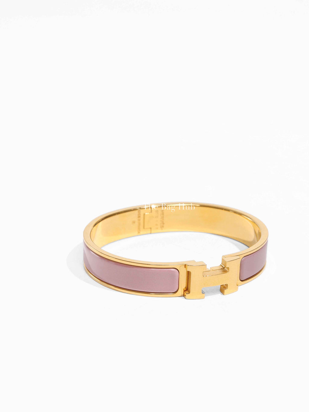 Hermes Pink Enamel Narrow H Clic Clac Bracelet