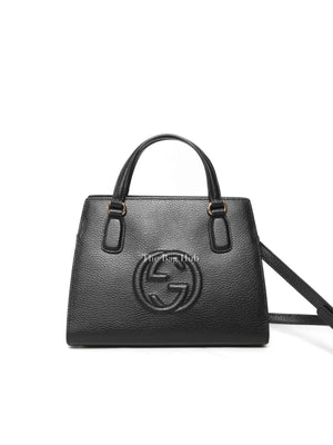Gucci Black Leather Small Soho Top Handle Bag