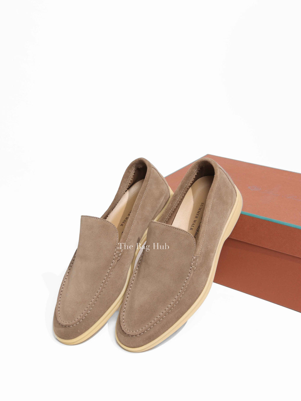 Loro Piana Light Wood Smoke Suede Summer Walk Size 39