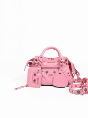 Balenciaga Pink Lambskin Neo Cagole XS City Bag SHW