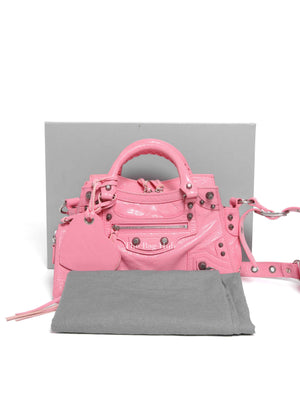 Balenciaga Pink Lambskin Neo Cagole XS City Bag SHW
