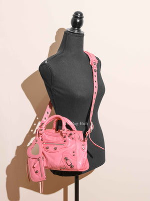 Balenciaga Pink Lambskin Neo Cagole XS City Bag SHW