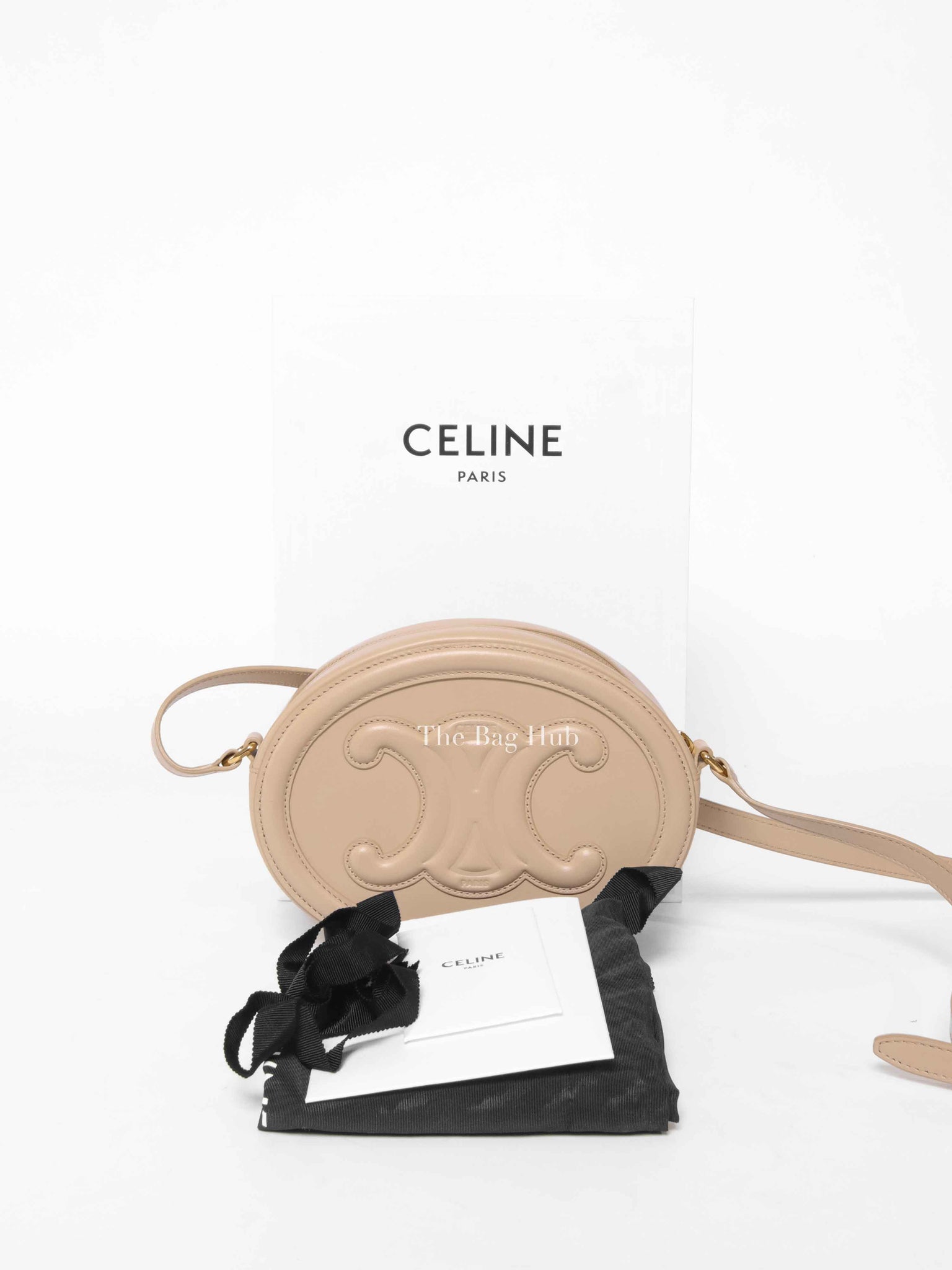 Celine Nude Leather Oval Crossbody Bag