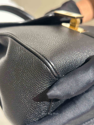 Celine Black Grained Leather Small 16 Top Handle Shoulder Bag