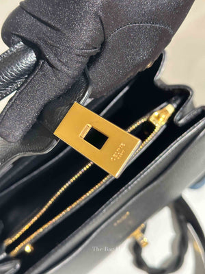 Celine Black Grained Leather Small 16 Top Handle Shoulder Bag