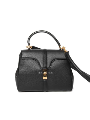 Celine Black Grained Leather Small 16 Top Handle Shoulder Bag