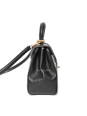 Celine Black Grained Leather Small 16 Top Handle Shoulder Bag