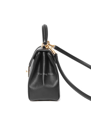 Celine Black Grained Leather Small 16 Top Handle Shoulder Bag