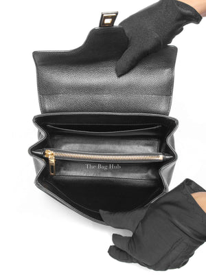 Celine Black Grained Leather Small 16 Top Handle Shoulder Bag