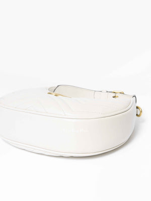 Gucci White Leather Marmont Half Moon Small Shoulder Bag