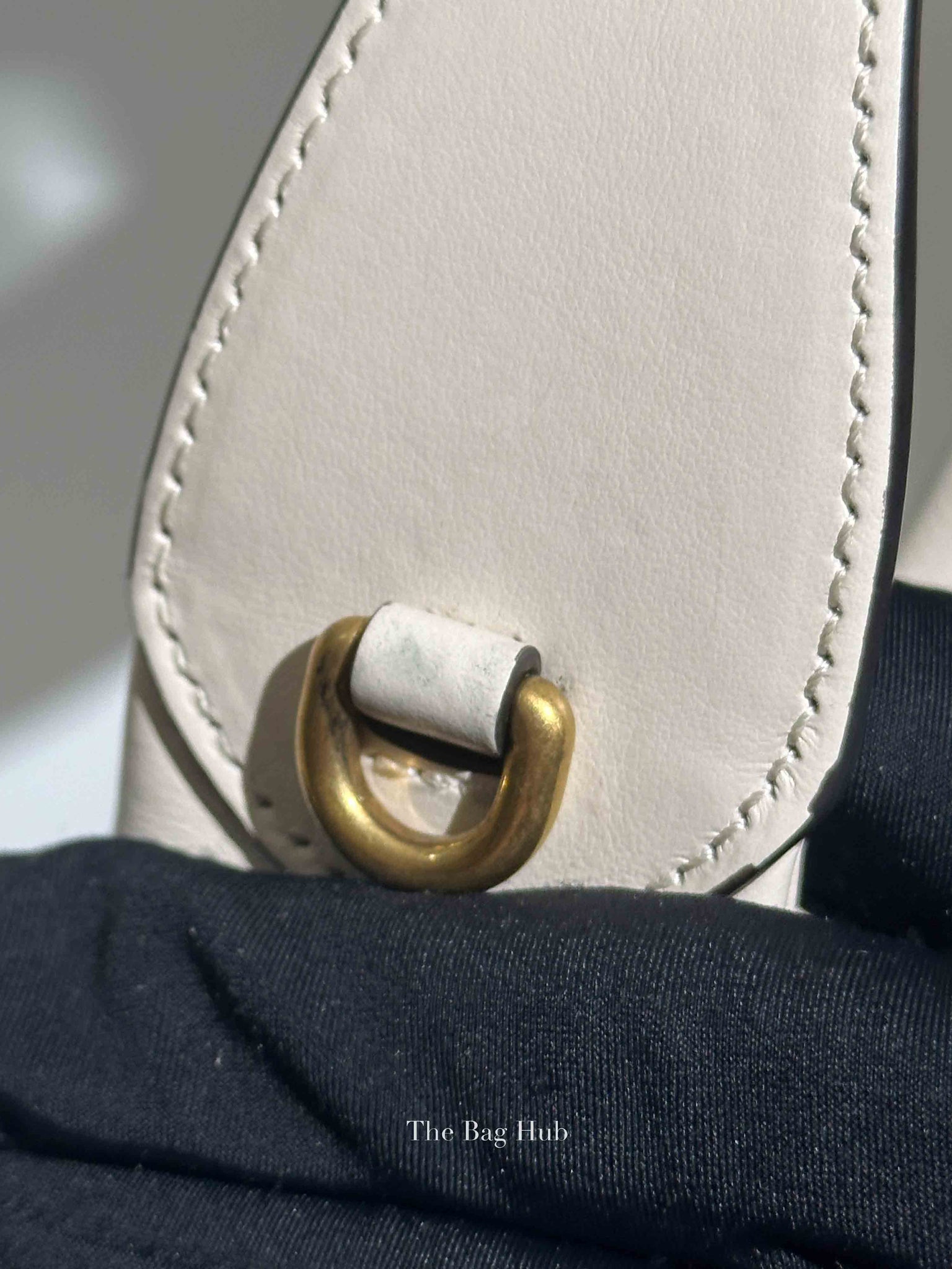 Gucci White Leather Marmont Half Moon Small Shoulder Bag