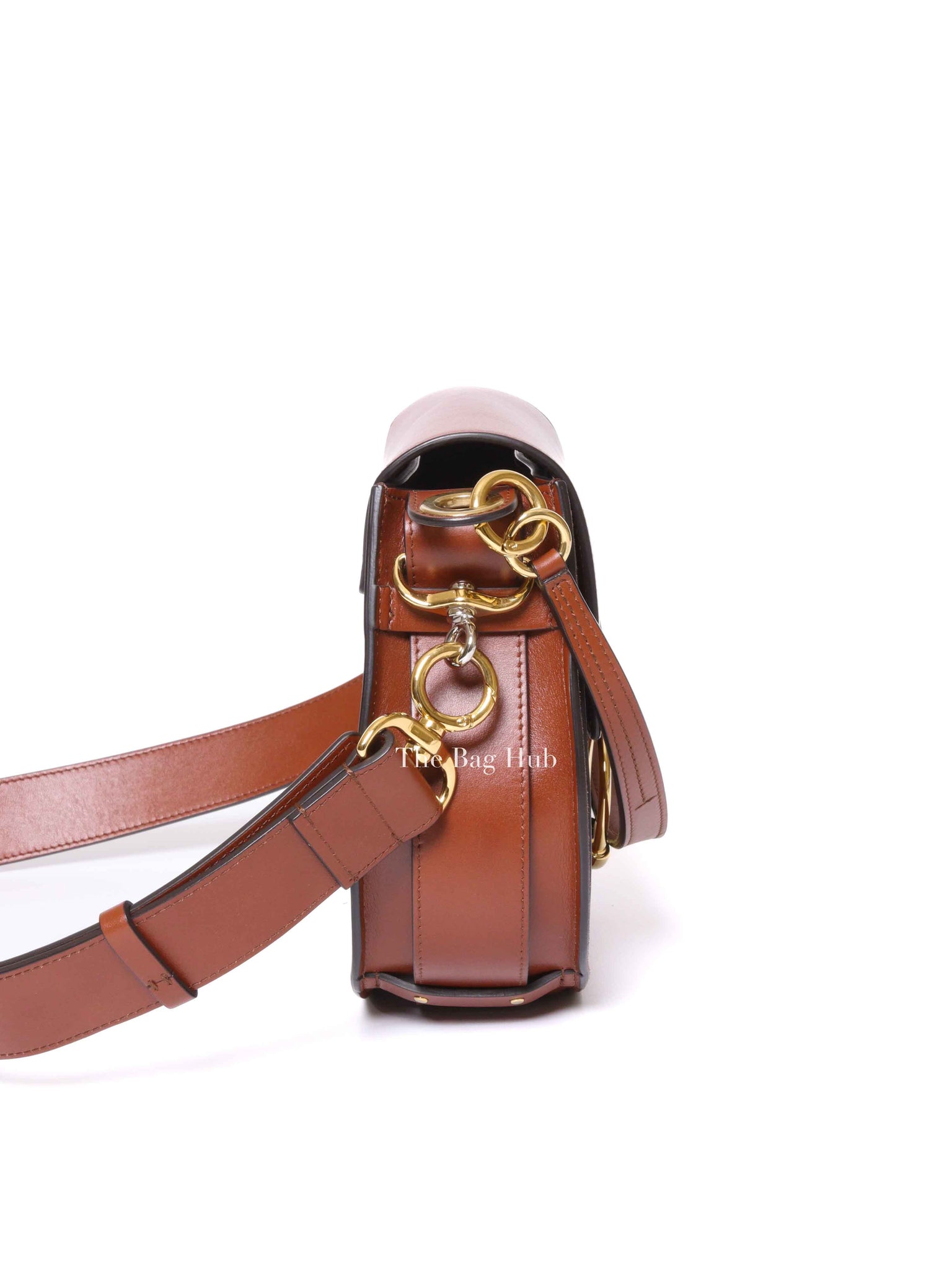 Chloe Sepia Brown Shiny Calfskin & Suade Leather Large Tess Shoulder Bag