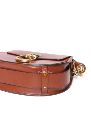 Chloe Sepia Brown Shiny Calfskin & Suade Leather Large Tess Shoulder Bag