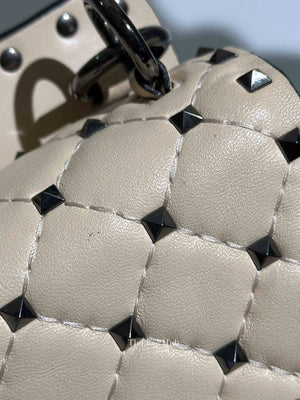 Valentino Light Ivory Lambskin Leather Medium Rockstud Spike Shoulder Bag