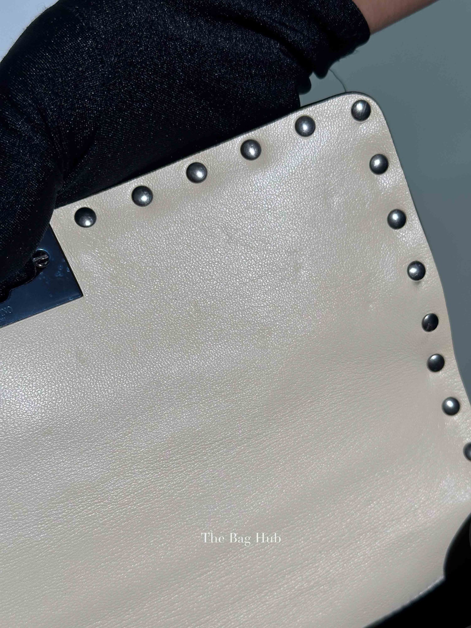 Valentino Light Ivory Lambskin Leather Medium Rockstud Spike Shoulder Bag