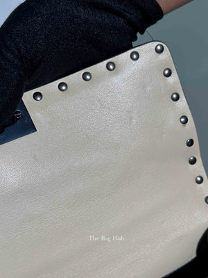 Valentino Light Ivory Lambskin Leather Medium Rockstud Spike Shoulder Bag