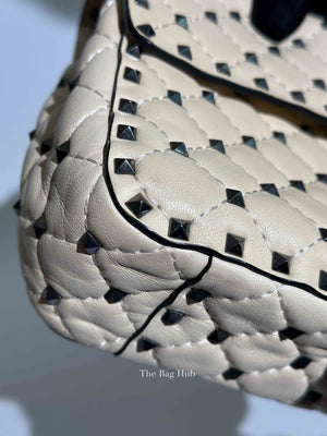 Valentino Light Ivory Lambskin Leather Medium Rockstud Spike Shoulder Bag